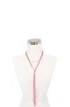 Olivia Welles Layered Chain And Suede Lariat Necklace In Gold / Pink
