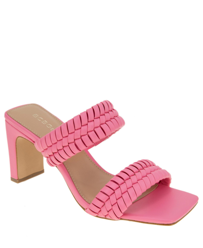 Bcbgeneration Fenda Womens Faux Leather Strappy Block Heels In Pink