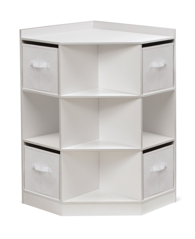 Badger Basket Corner Cubby Storage Unit With Four Reversible Baskets In White