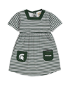 Little King Apparel Girls Toddler Green Michigan State Spartans Striped Dress With Pockets In Green