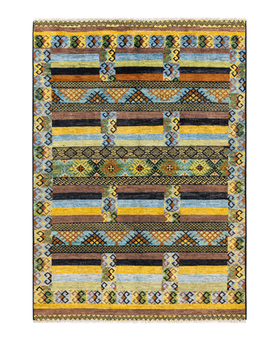 Adorn Hand Woven Rugs Modern M165547 6'1" X 8'10" Area Rug In Black