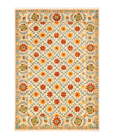 Adorn Hand Woven Rugs Suzani M169524 5'2" X 7'7" Area Rug In Ivory