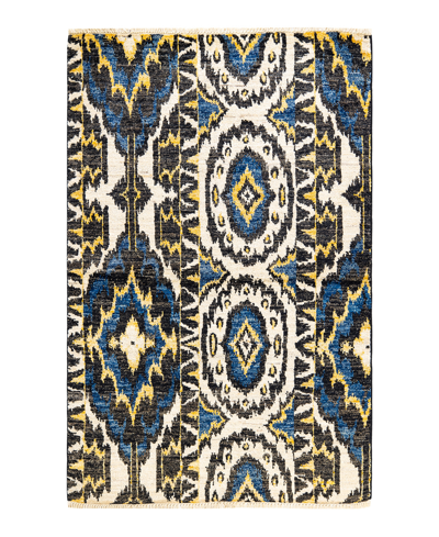 Adorn Hand Woven Rugs Modern M162505 3'10" X 6'2" Area Rug In Black