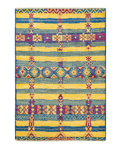 Adorn Hand Woven Rugs Modern M162000 4'3" X 6'2" Area Rug In Blue