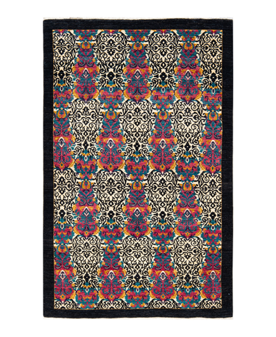 Adorn Hand Woven Rugs Suzani M1695 5'3" X 8'4" Area Rug In Black