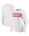 PRESSBOX WOMEN'S PRESSBOX WHITE WISCONSIN BADGERS BIG BLOCK WHITEOUT LONG SLEEVE T-SHIRT