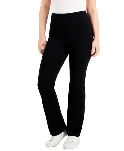 Style & Co Women's Mid Rise Drawstring-waist Fleece Pant, Created For Macy's In Deep Black