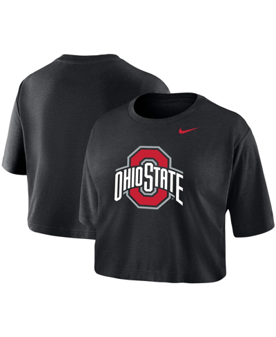 Nike Women's  Black Ohio State Buckeyes Cropped Performance T-shirt