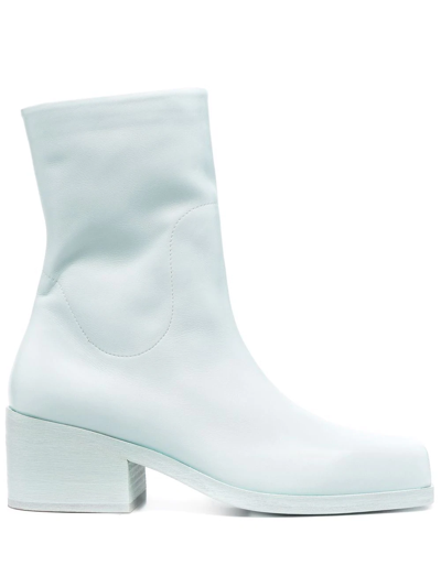 Marsèll Square Toe Leather Ankle Boots In Blue