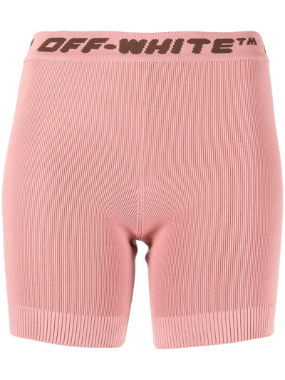 Off-white Logo Band Shorts - Atterley In Nude Brown