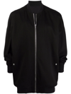 Rick Owens Jumbo Peter Flight Distressed Cotton Jacket In Black