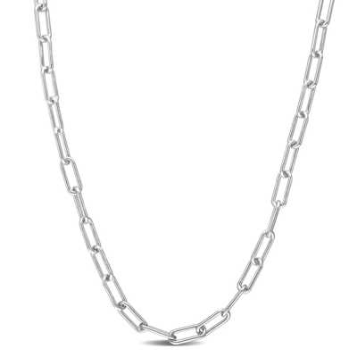 Amour 3.5mm Polished Paperclip Chain Necklace In Sterling Silver In White