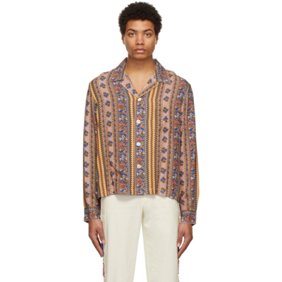 Bode Hampshire Floral-print Twill Shirt In Brown Multi