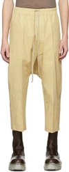 RICK OWENS OFF-WHITE CROPPED DRAWSTRING TROUSERS