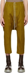 RICK OWENS YELLOW CROPPED DRAWSTRING TROUSERS