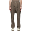 RICK OWENS TAUPE DRAWSTRING LONG TROUSERS
