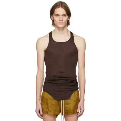 Rick Owens Brown Basic Rib Tank Top In 64 Oxblood