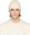 RICK OWENS OFF-WHITE WOOL RIBBED BEANIE