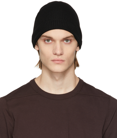 Rick Owens Cashmere Knitted Beanie Hat In Black