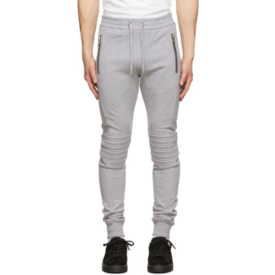 Balmain Logo-print Tapered Track Pants In Grey