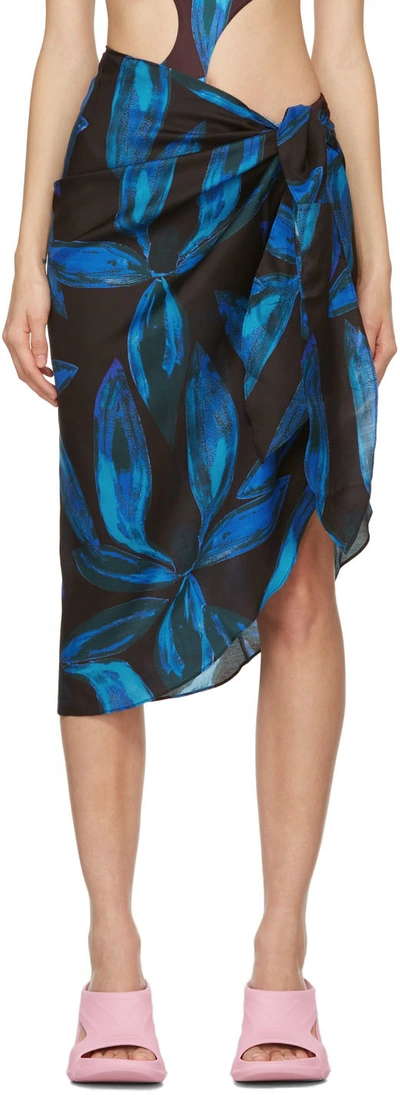Louisa Ballou Multicolor Lightweight Sarong Skirt In Blue Orchid