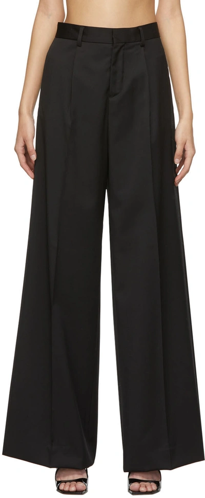 Amiri Black Wool Wide-leg Trousers In 001 Black