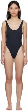 Reina Olga Velvet-effect Scoop-neck Swimsuit In Nero