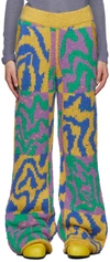 The Elder Statesman Multicolor Warbled Check Lounge Pants In Sunshine
