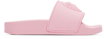 Versace Kids Pink Rubber Medusa Slides In 1pb90 Pink