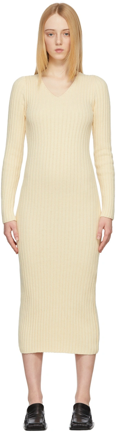 Lvir Beige Knit Long Dress In Light Yellow