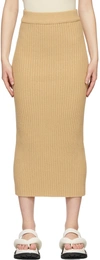 Lvir Ribbed Knit Midi Skirt In Beige