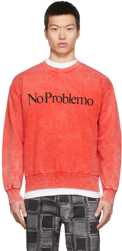 Aries No Problemo Crew-neck Sweatshirt In Red