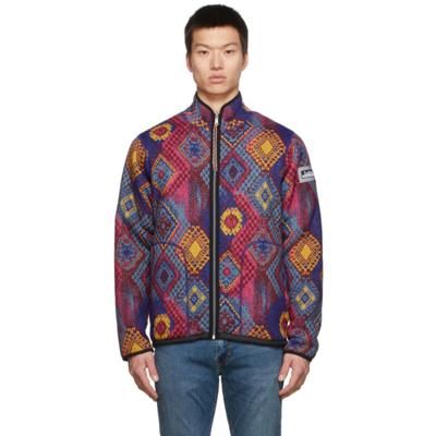 Aries Multicolor Fleece Graphic Zip Jacket In Purple