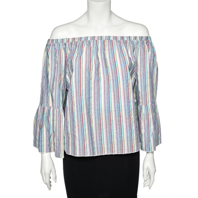Pre-owned See By Chloé Multicolor Stripe Cotton Off Shoulder Top M