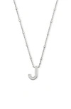 Kendra Scott Letter J Adjustable Pendant Necklace In Rhodium Plated, 19 In Silver