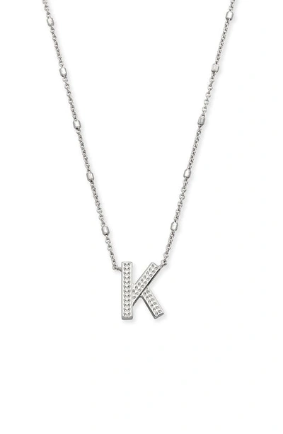 Kendra Scott Letter K Pendant Necklace In Rhod Metal