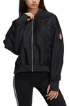 Adidas Originals Chinese New Year Embroidered Satin Bomber Jacket In Black/ Black