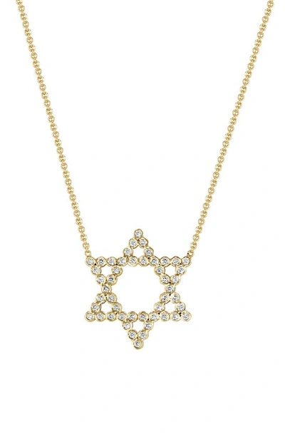 Zoë Chicco 14k Yellow Gold Bezel Diamonds Diamond Star Of David Pendant Necklace, 18-20