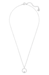 Swarovski Pave Circle Crystal Pendant Necklace In Silver