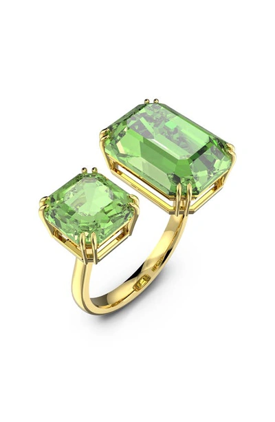 Swarovski Gold-tone Green Octagon Crystal Cocktail Ring