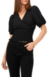 1.state V-neck Smocked Top In Rich Black