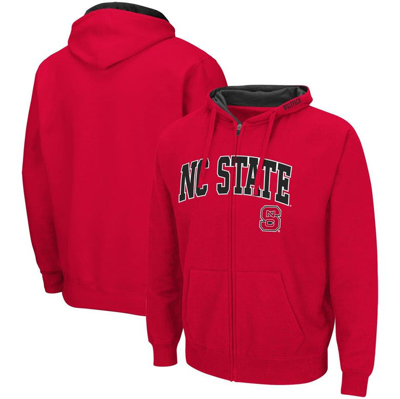 Colosseum Men's  Red Nc State Wolfpack Arch & Logo 3.0 Full-zip Hoodie