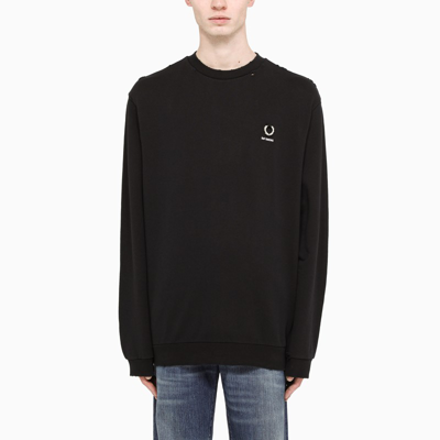 Fred Perry Black Crewneck Sweatshirt With Logo Embroidery