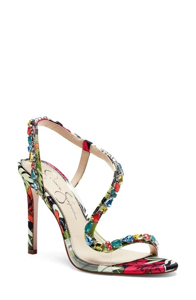 Jessica Simpson Women's Jaycin Evening Embelished Barely-there Dress Sandals Women's Shoes In Tropical Multi / Clear