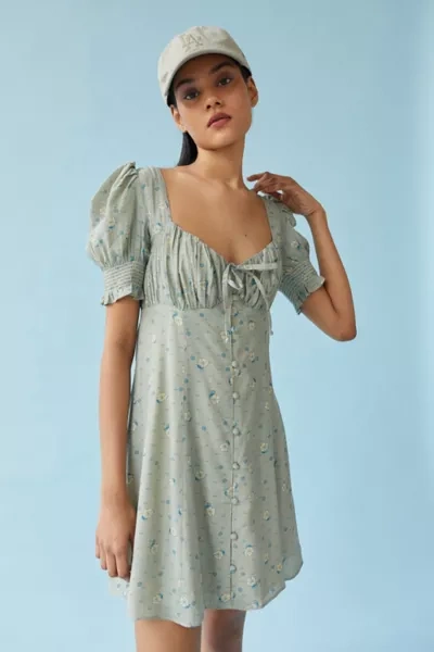Urban Outfitters Uo Persephone Mini Dress In Blue Multi | ModeSens