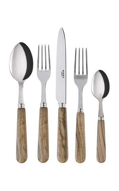 Sabre Lavandou Five-piece Stainless Steel And Wood Dinner Set In Brown