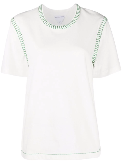 Bottega Veneta Overlock Detail Cotton T-shirt In White