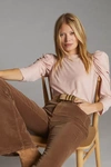 Nation Ltd Puff-sleeved Mock Neck Top In Pink