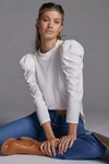 Nation Ltd Puff-sleeved Mock Neck Top In White