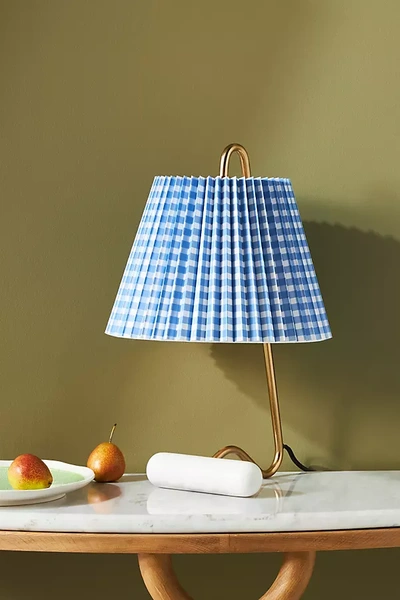 Anthropologie Plaid Finley Task Lamp In Blue